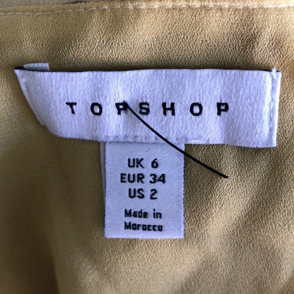 Topshop Dress Floral Print Cut Out Tie Neck Chuck On Ruffle Mini Yellow Black 2 - Picture 9 of 12